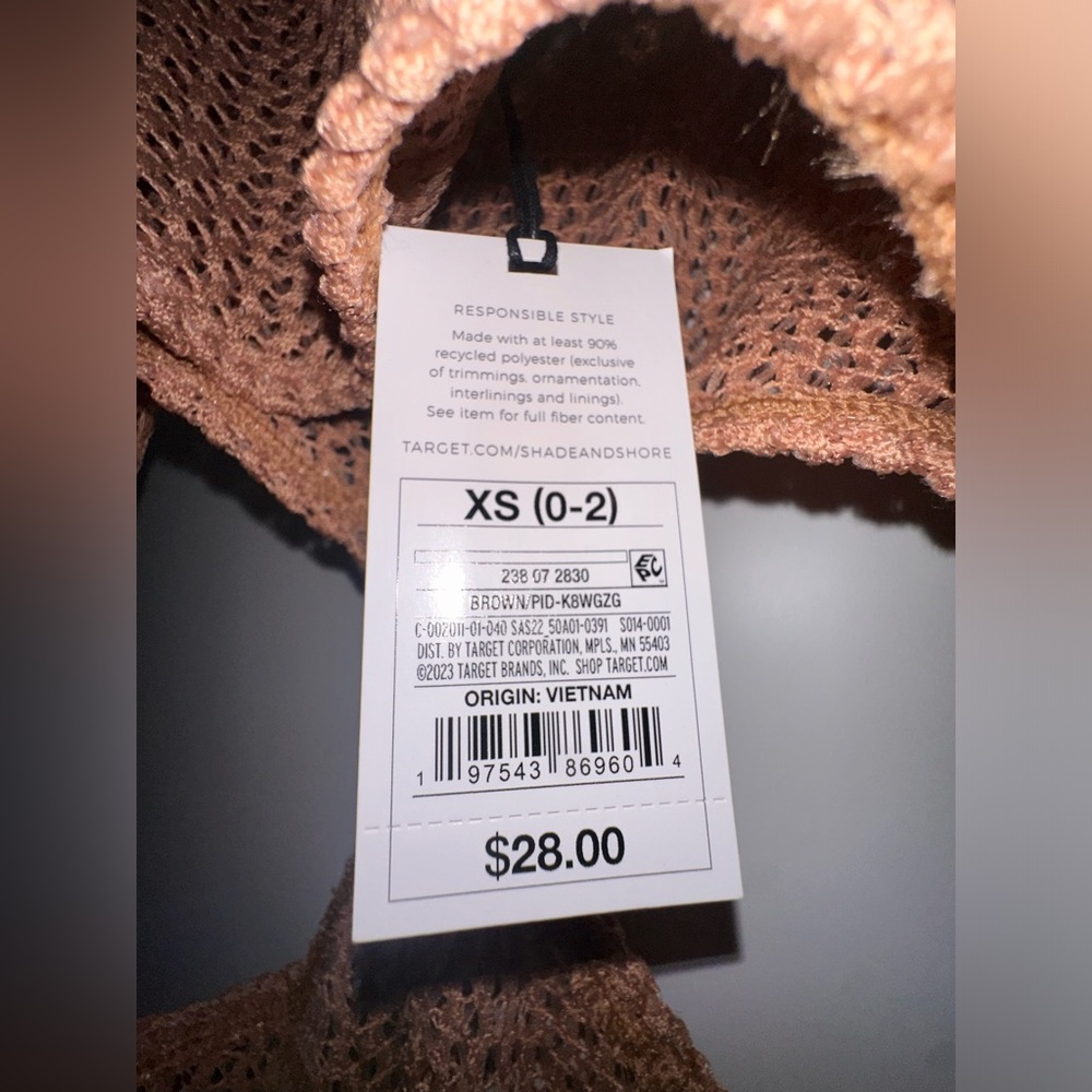Light brown swimsuit cover up from Target XS.